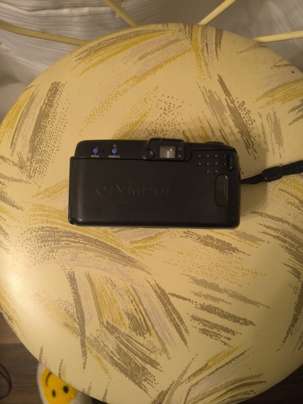 Olympus Black Compact Film Camera with Wrist Strap For Parts Only